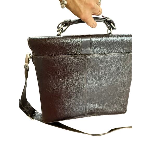 "KENNETH COLE NEW YORK" VTG Leather Briefcase Dk. Brown/Black Messenger Bag - Picture 9 of 16